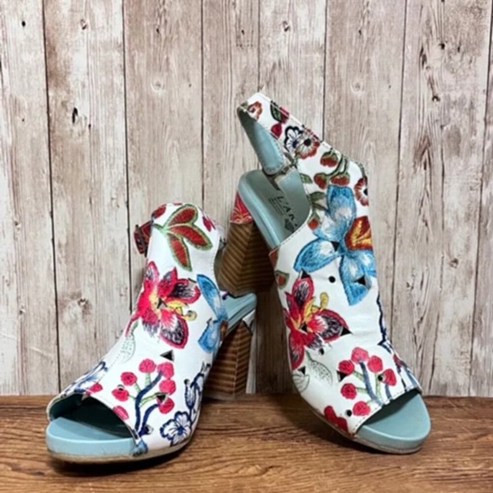 HP!! ππNew L'artiste Spring Step floral slingback open toe booties heels - Picture 1 of 8